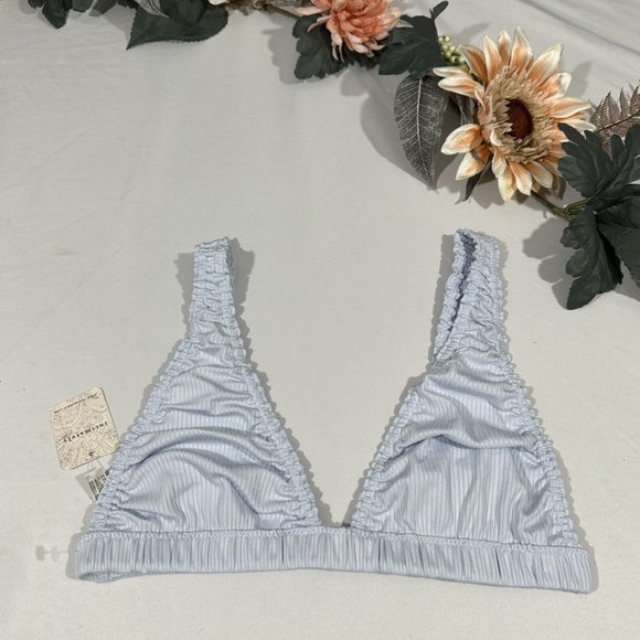 NWT Free People‎ [ Medium ] Wait & See Stripe Ribbed Bralette Palest Blue - Picture 3 of 14